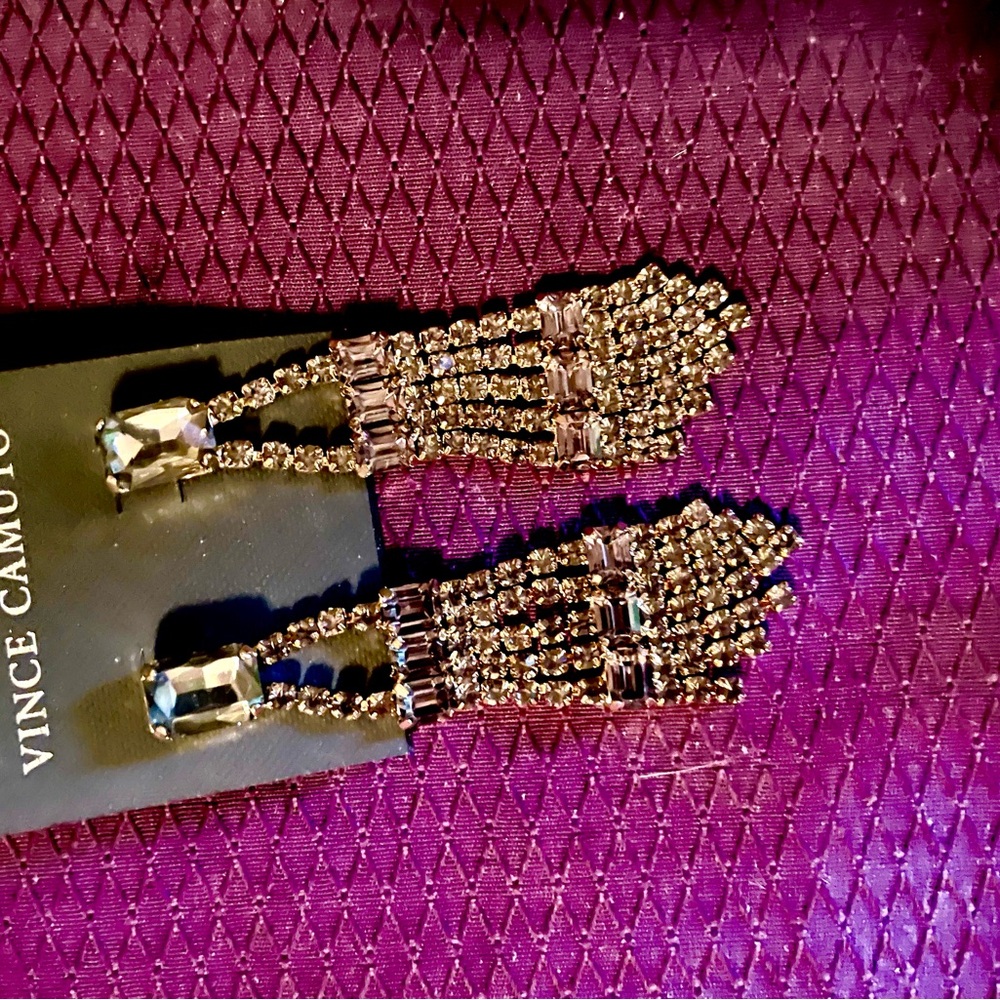 NEW Vince Camuto Silver and Gold Crystal Dangle Earrings